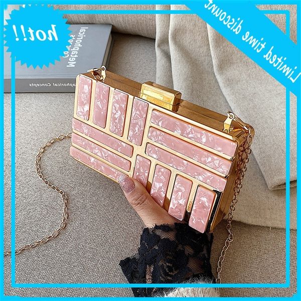 

2020 new women's fashion elegant dinner banquet acrylic square chain small hand bag