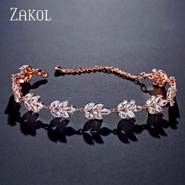 

zakol luxury high quality блестящих белые браслеты цирконий цепь для женщин свадебных кристалл ювелирных изделий подарок fsbp2103, Black