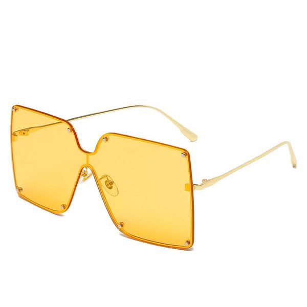 

large one-piece women rimless sunglasses new metal trend jelly color sunglasses for men fashion square oversized uv400 oculos, White;black
