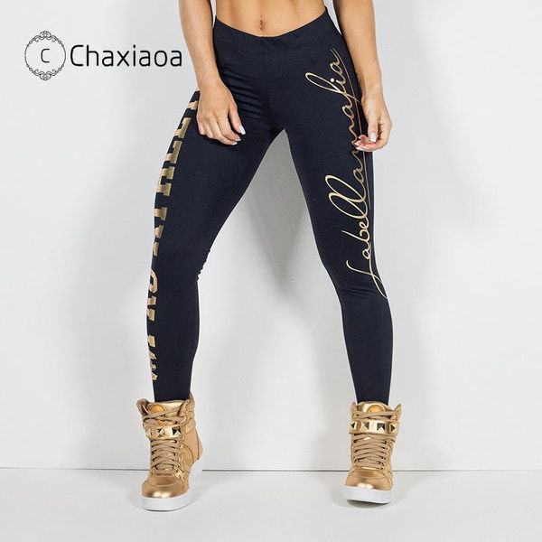 

chaxiaoa women sports gym leggings high waist letter printing pants fitness elastic leggings fashion sport long pants women x287, Black