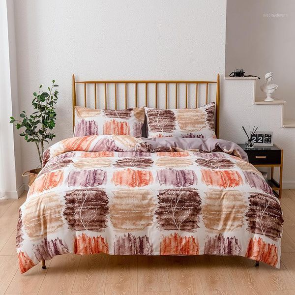 

bedding sets aggcual simple ink grid set king size nordic geometry duvet cover double bed single printing home textile 3pcs be51