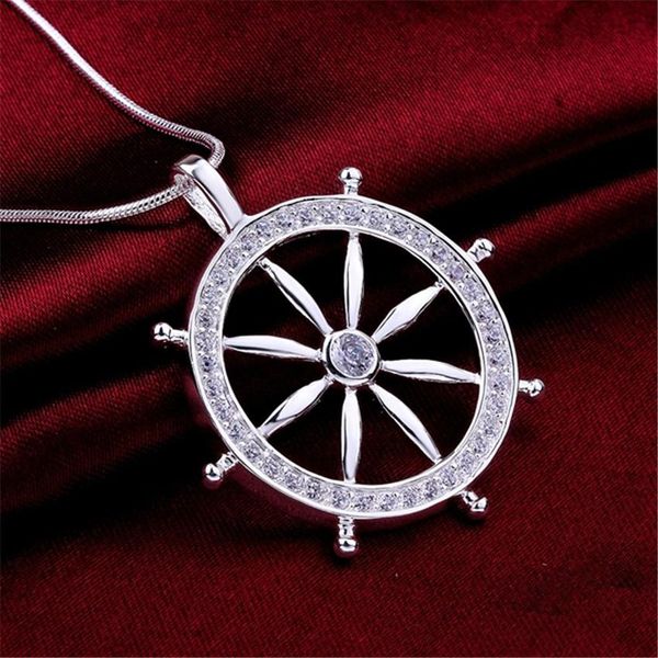 

новый список классические руль руль кристаллические подвески серебро цвет кристалл ожерелье для женщин леди мужская мода ювелирные изделия n, Silver