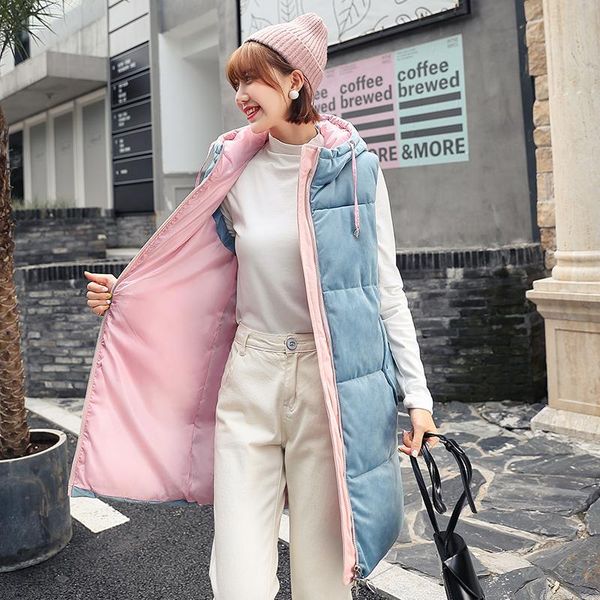 

women's vests 2021 autumn winter women fashion casual warm jacket female bisic coats lady overcoat woman parka long coat, Black;white