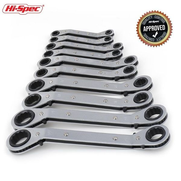 

hi-spec 1pc ratchet torque wrench tool set double box end offset ring key set bend neck ratchet wrenches spanner universal key