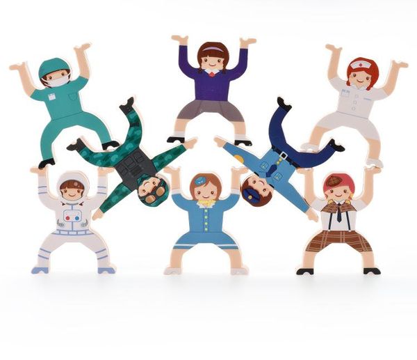 

12 different professional positions diy stacking challenge early kids education toys enrich childen's career cognition gift 02
