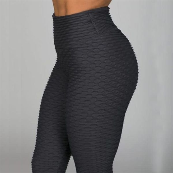 New Fitness Anti Cellulite Texture Leggings Donna Pantaloni Solid Vita alta Allenamento Rughe Leggings Pantaloni 201202