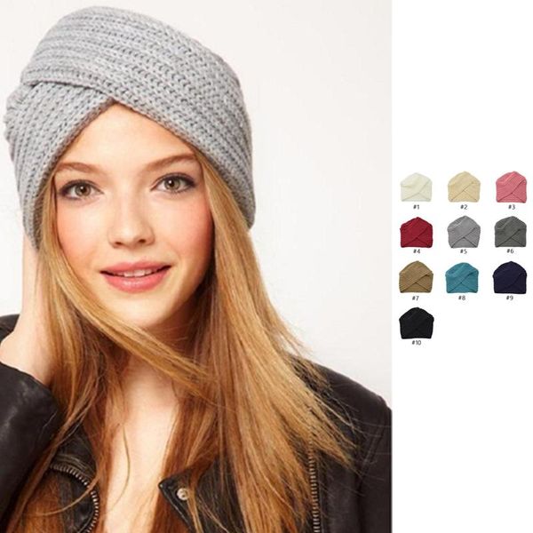 Commercio all'ingrosso 10 colori donna nuova moda cappelli lavorati a maglia uncinetto twist caldi berretti da donna adulti berretti invernali solidi