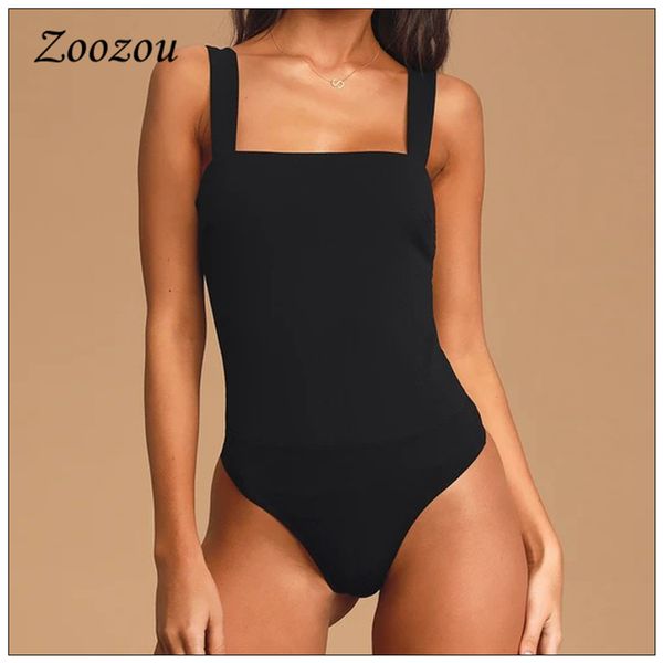 

bodycon sleeveless tank bodysuits big size summer backless square neck romper slim casual beach holiday bodysuit custom, Black;white