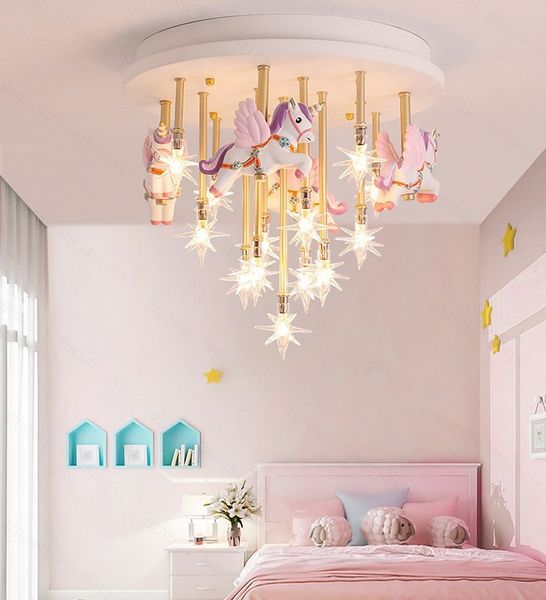 Merry Go Round Shape Led Cute Bedroom Lights For Girls Baby Room Light For Kids Room Boy Room Lighting Kds Chandelier Light Lamp