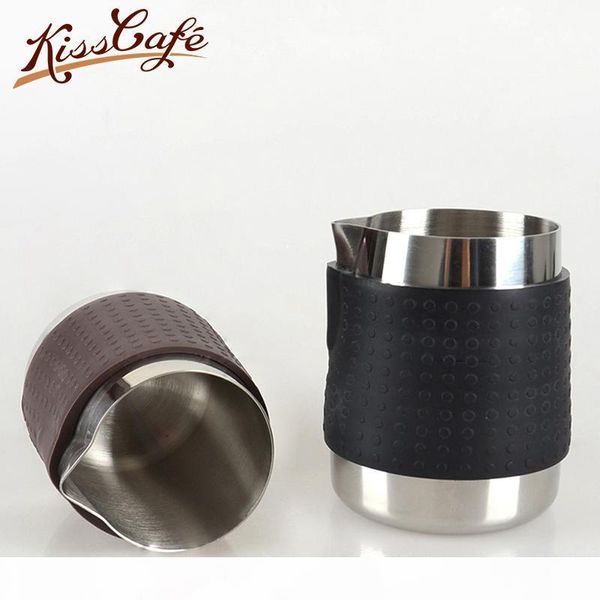 

350 600ml silicone case stainless steel frothing jug espresso coffee pitcher barista craft coffee latte milk frothing pitcher