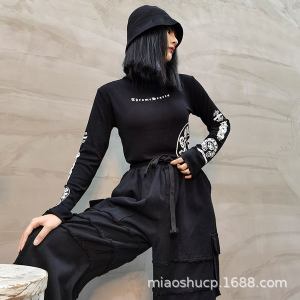 

description] early autumn new t-shirt pullover long sleeve t-shirt korean version slim and light printed ins style long sleeve high neck pu, White