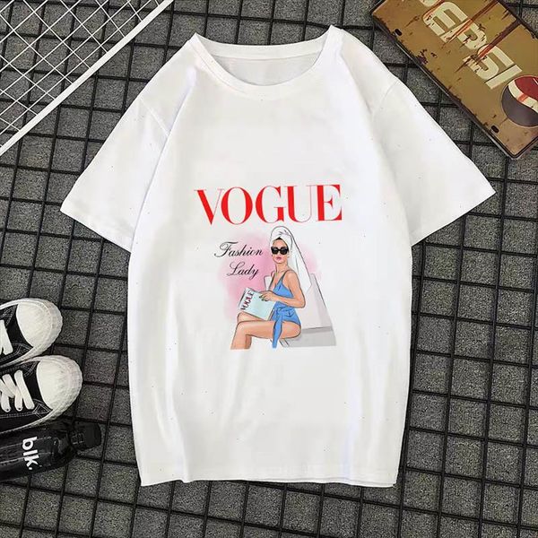 

summer style tshirt women graphic tees streetwear shirts cartoon womens losse summer short sleeve t shirt, White
