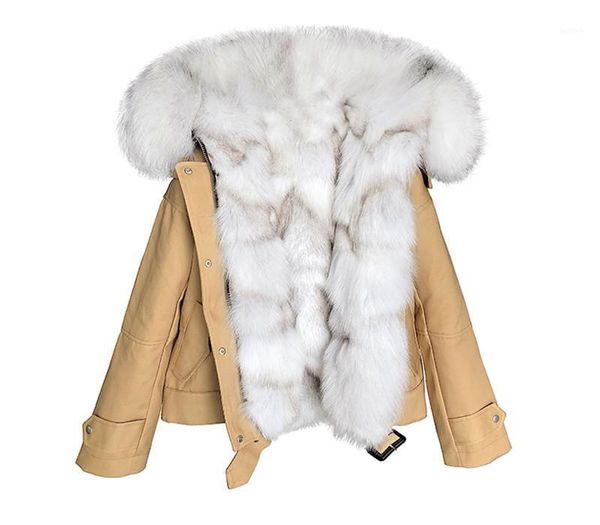 

women's fur & faux 2021 winter jacket women white black real natural liner collar hood coat parka thick warm streetwear1