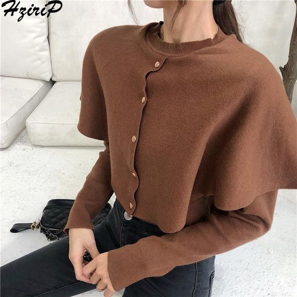 

hzirip knitted sweater women autumn spring 2019 fashion single breasted casual loose retro full-sleeved sweaters female outwear1, White;black