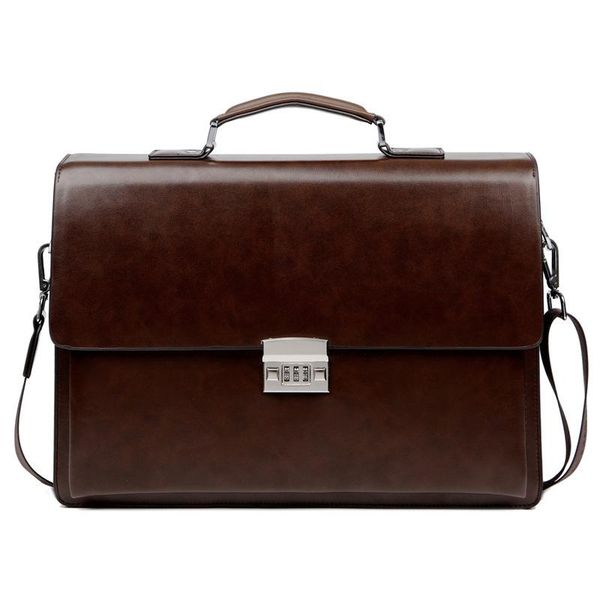 

male computer package single shoulder handbag briefcase bring password lock genuine leather lapmessenger office bags for men
