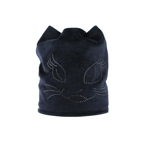 

flb] осень зима женские шапочки cat hat дамы теплый бархат skullies cap с мигающим rhinestone bonnet девушки симпатичные f18049 jllgky, Black;white