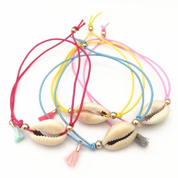 

charm bracelets dongmu jewelry shell bracelet elastic tassel seven color girl fashion accessories birthday gift, Golden;silver