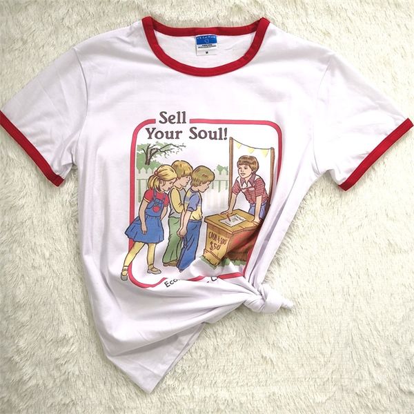 

hillbilly funny tshirt sell your soul summer short sleeved loose harajuku oneck t shirt women dropshiping tumblr y200111, White