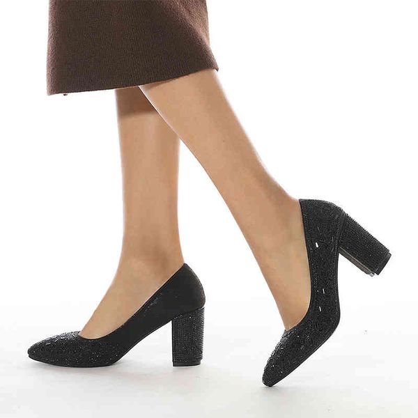 

heels women's high shoes black glitter dress casual fashion office party all-match