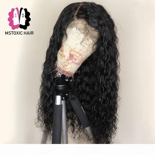 

mstoxic brazilian water wave lace front wig t part lace wig human hair front human hair wigs remy frontal, Black;brown