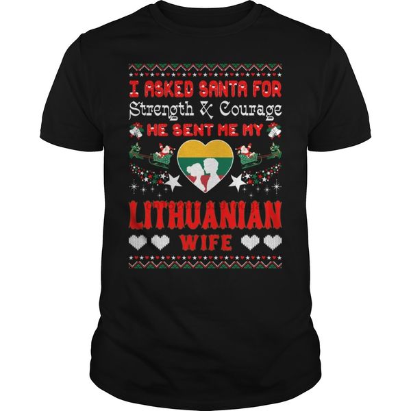 

men short sleeve tshirt santa sent lithuanian wife christmas ugly sweater zip hoodie cool women t-shirt sport hooded sweatshirt hoodie