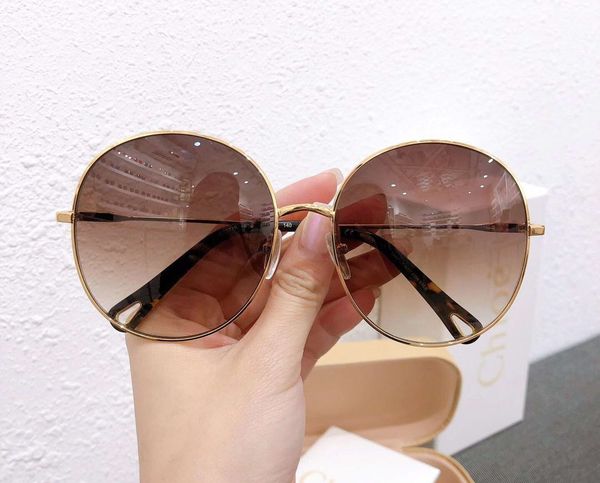 

women round sunglasses 171s metal gold frame brown gradient fashion glasses des lunettes de soleil mens sunglasses uv400 protection with box, White;black