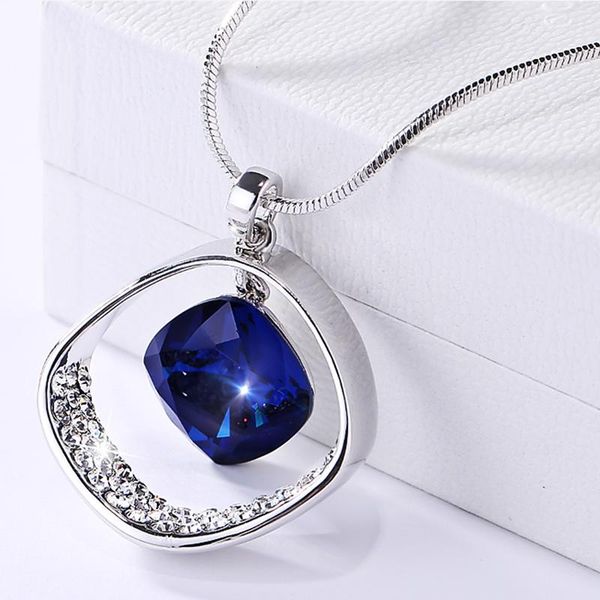 

pendant necklaces fashion women jewelry korean style long chain sweater personality female simple crystal trendy, Silver