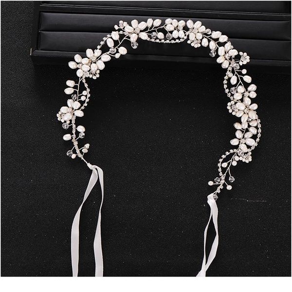 

ультрамодный ручной серебряный цвет crystal crystal pearl headband bridal аксессуары для волос свадьба головной убор принцессы волос ювелирн, Slivery;golden