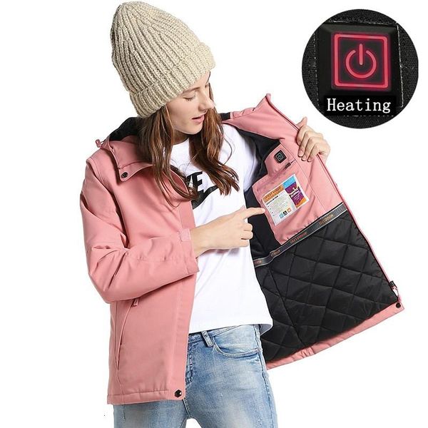 

usb charging heating hiking men women jacket winter warm outdoor hooded autumn thicken windproof waterproof coat thermal jackets mbtkb, Black