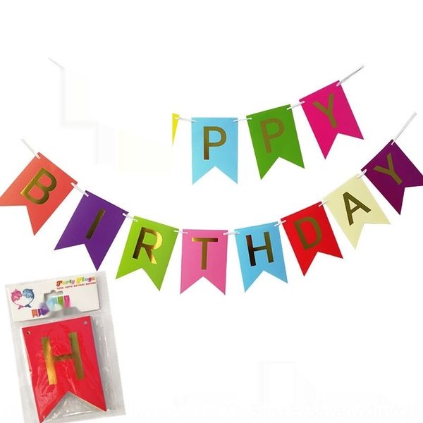 

pazdz flag-pulling national flag pulling children's party decoration fishtail banner small happy gilding letter flag hanging rxu0x