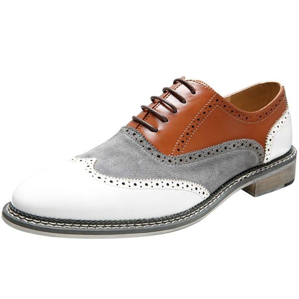 

dress shoes 2021 oxfords wingtip men mixed colors classic business brogues formal lace-up pointed italian elegant, Black