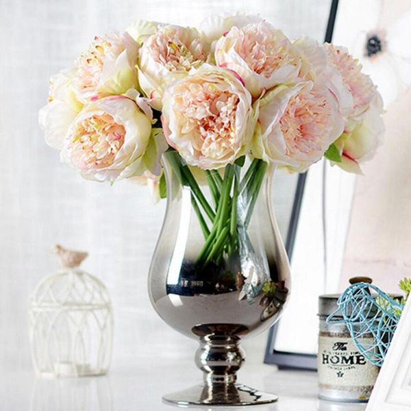 

decorative flowers & wreaths 5 heads artificial peony bouquet silk bridal fall vivid fake for wedding home decoration1