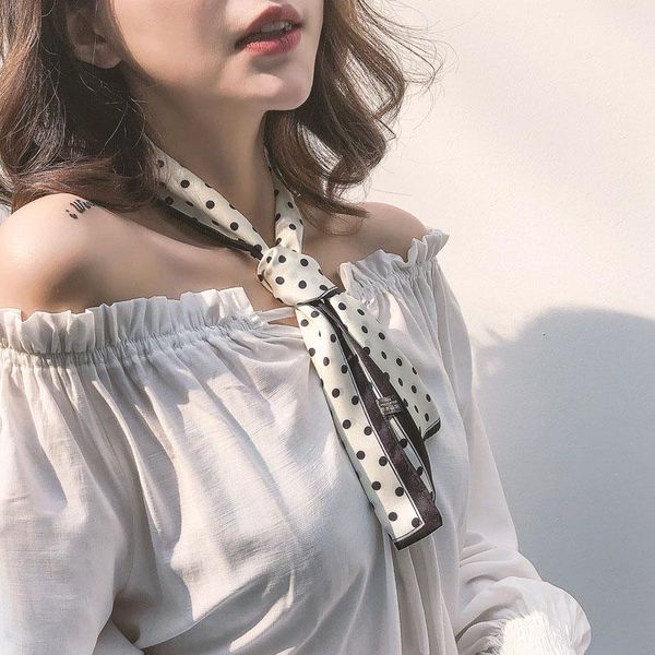 

new women zebra printed bag decoration long hair neck tie headband small narrow satin silk ribbon neckerchief skinny scarf, Blue;gray