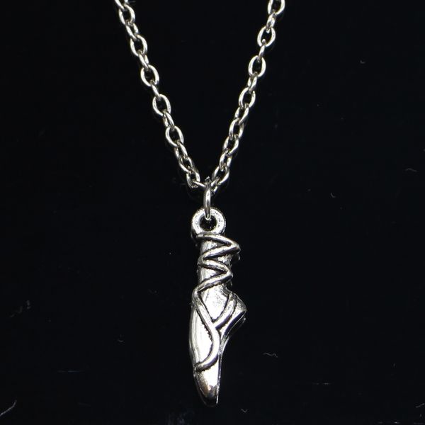 

20pcs new fashion necklace 23x6x4mm ballet shoes pendants short long women men colar gift jewelry choker 201014, Silver