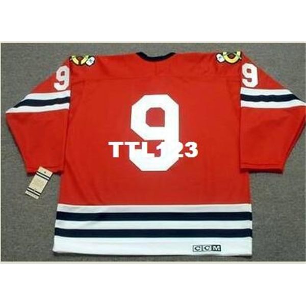 

mens #9 bobby hull chicago blackhawks 1963 ccm vintage retro hockey jersey or custom any name or number retro jersey, Black