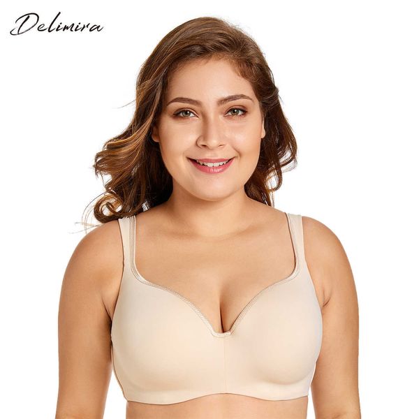 

delimira women's smooth full coverage big size t-shirt bra y19070201, Red;black