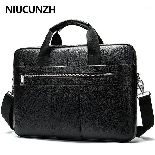 

niucunzh men's briefcases men's bags genuine leather lawyer/office bag for men lapbag leather briefcases for documents1