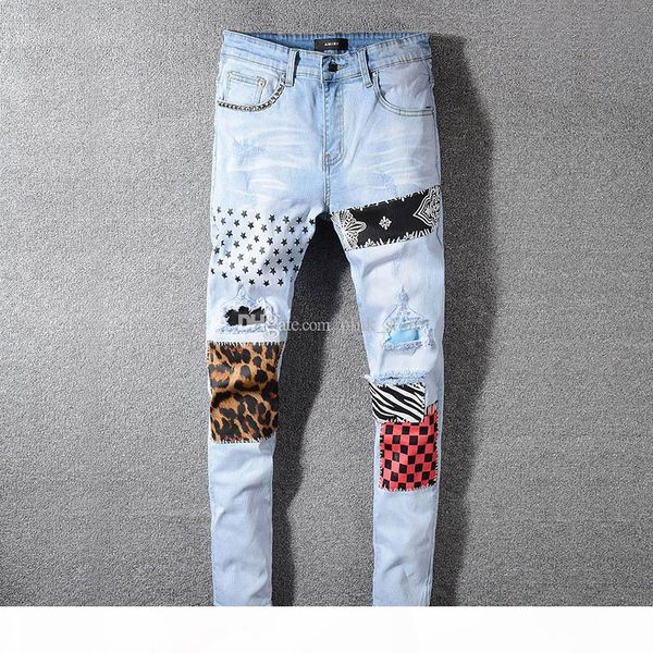 

2020 mens distressed ripped biker jeans slim fit motorcycle biker denim for men fashion hip hop mens jeans good quality cool cowboy, Blue