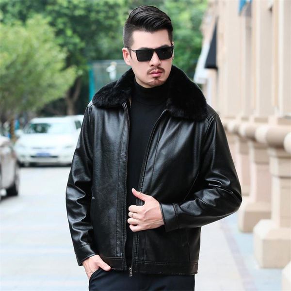 

2020 new autumn winter thickened warm fur coat for middle-aged and old men, Black