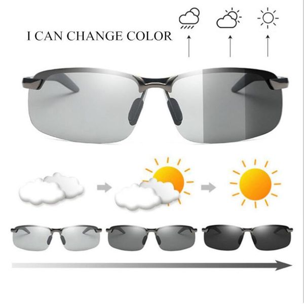 

pchromic sunglasses men polarized driving chameleon glasses change color sunglasses day night vision driving eyewear 3044, White;black