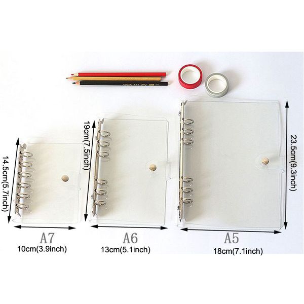 

new pvc loose-leaf notebook shell 6-hole transparent loose-leaf notepad shell a5/a6/a7 hand ledger diary stationery cover vtky2298