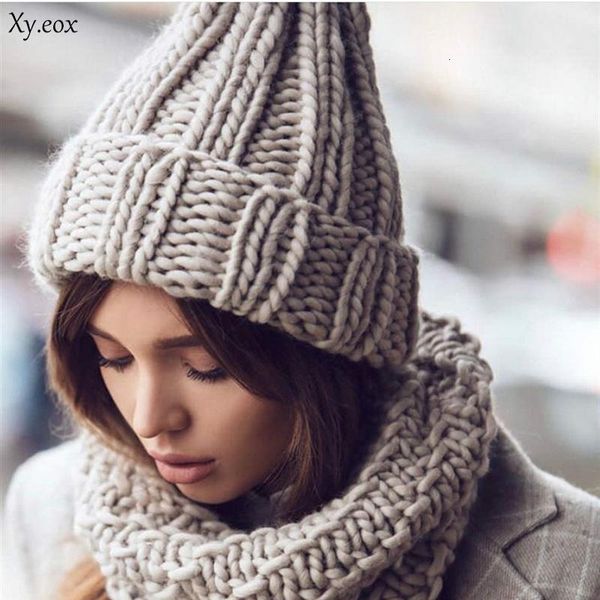 

winter new wool hat ladies casual knitted coarse lines hat handmade thick caps women fashion caps, Blue;gray