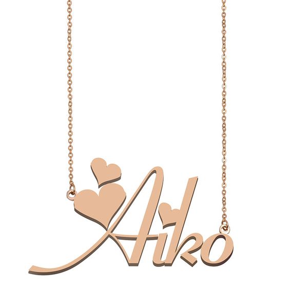 

aiko custom name necklace personalized pendant for men boys birthday gift friends jewelry 18k gold plated stainless steel, Silver