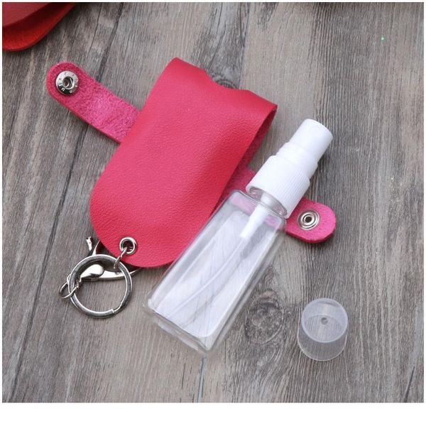 

portable 50ml spray bottle travel mister bottle with leather keychain holder porta jlllbd