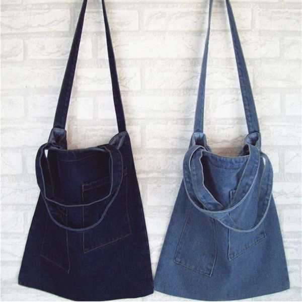

women handbags messenger canvas bag fashionable denim jean art shopping mummy shoulder messenger blues crossbody bag totes bags