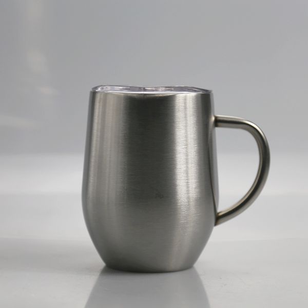 

new 12oz stainless steel wine tumbler with handle wine glasses egg cup double layer vacuum insulated beer mug wedding party coffee cups a05