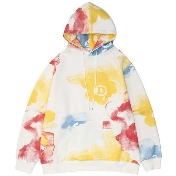 

Men Hip Hop Streetwear Sweatshirt Tie Dye Letter Print Hoodie 2021 Herfst Harajuku Katoen Casual Trui Hooded, Black