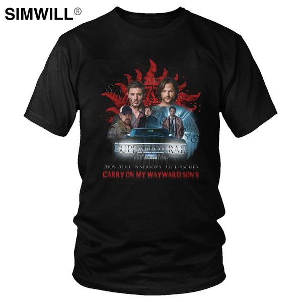 

mens tv supernatural family tee urban carry on my wayward son short sleeved printed handsome fans hooded sweatshirt hoodie men t shirt