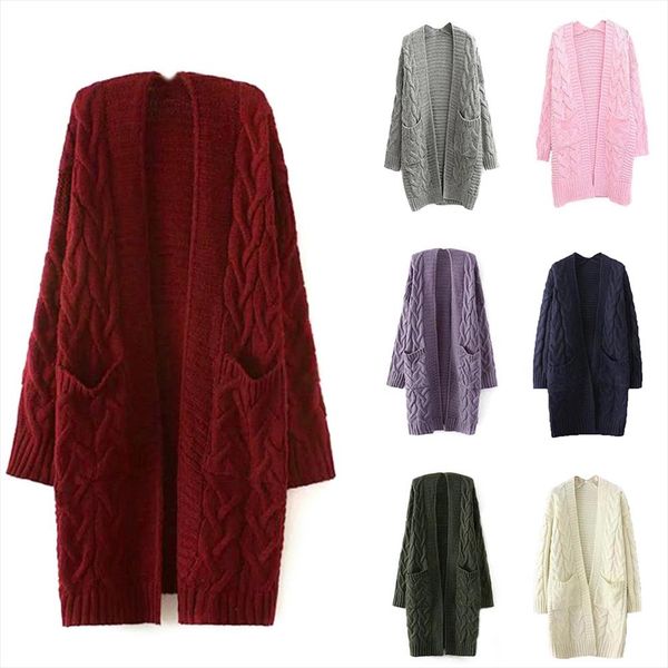 

vertvie women knitted cardiganautumn loose hooded long cardigan female sleeve vintage sweater outwear plus size coats, White;black