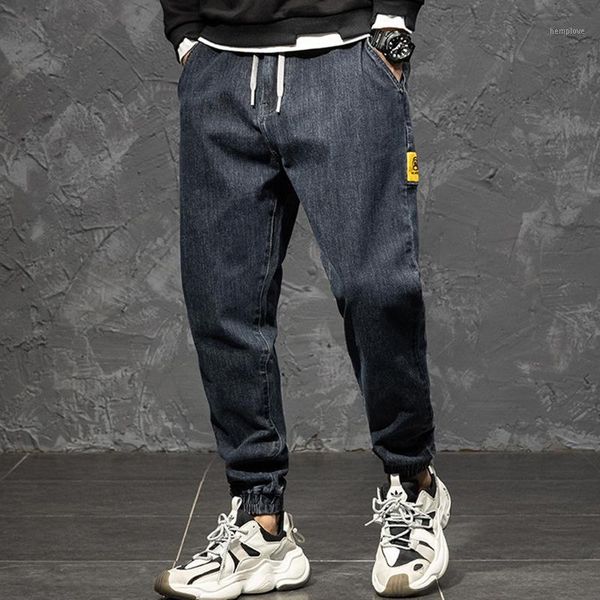

add fertilizer to increase men's autumn trendy men jeans plus size jeans men loose elastic elastic waist trousers1, Blue